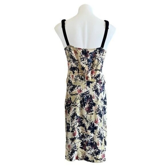 DIANE VON FURSTENBERG Floral Silk Sleeveless Mini Dress Velvet Bow Straps Size 6 - Picture 6 of 13
